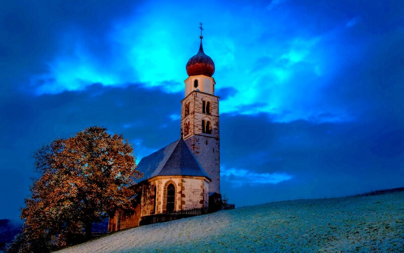 Church on a Hill — Blue