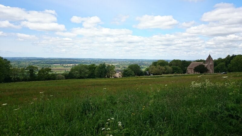 Church on a Hill — Green, Serene, Afternoon, Photograph, Field