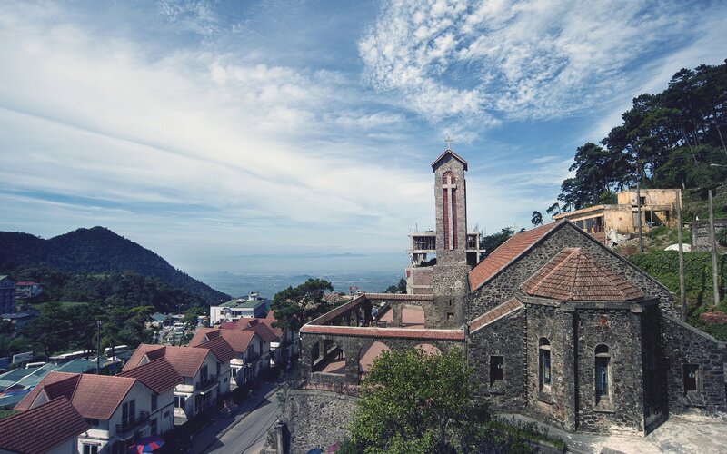 Church on a hillside in Vietnam