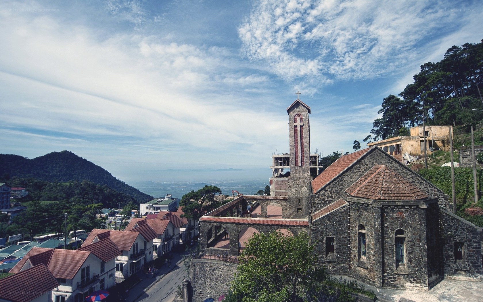 Church on a hillside in Vietnam