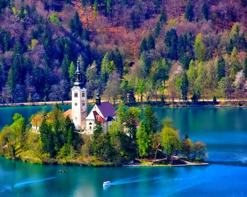 Church on a lake island