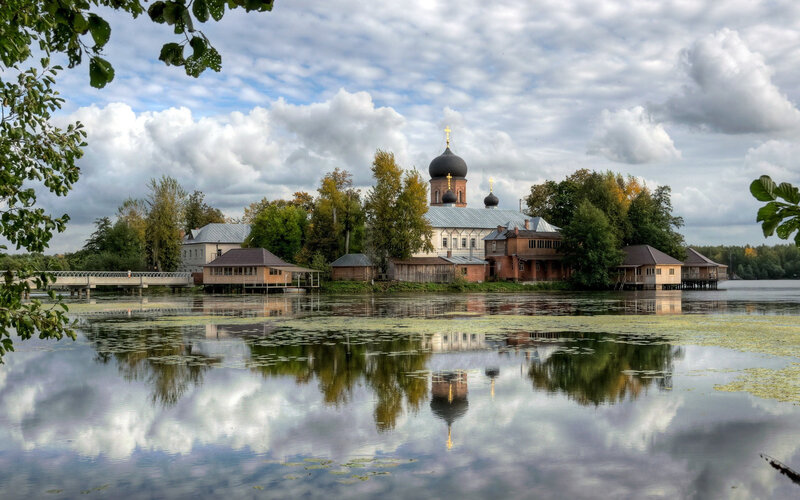 Church on a Lake Island — Blue