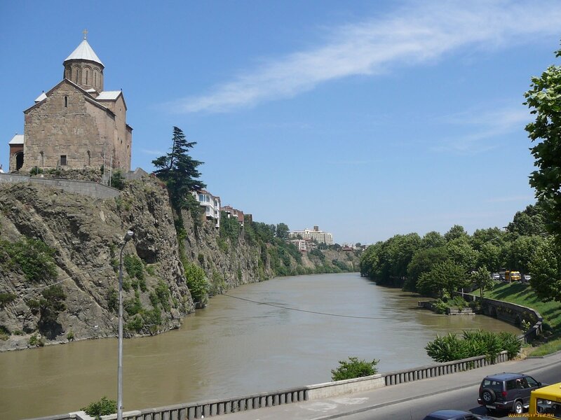 Church on a riverbank in Tbilisi