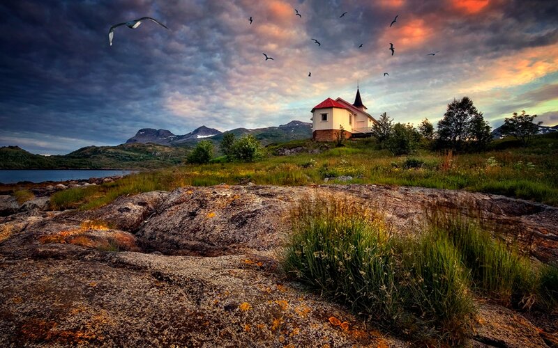 Church on a rocky hillside