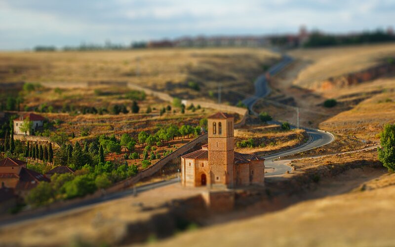 Church on a winding road