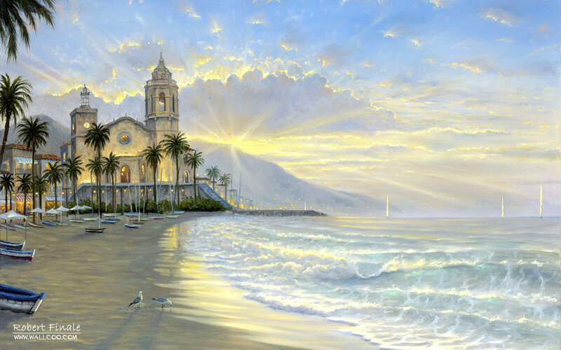 Church on Beach at Sunrise
