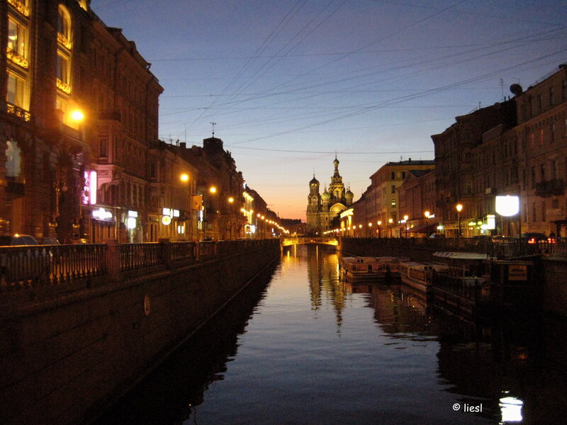 Church on Canal at Dusk