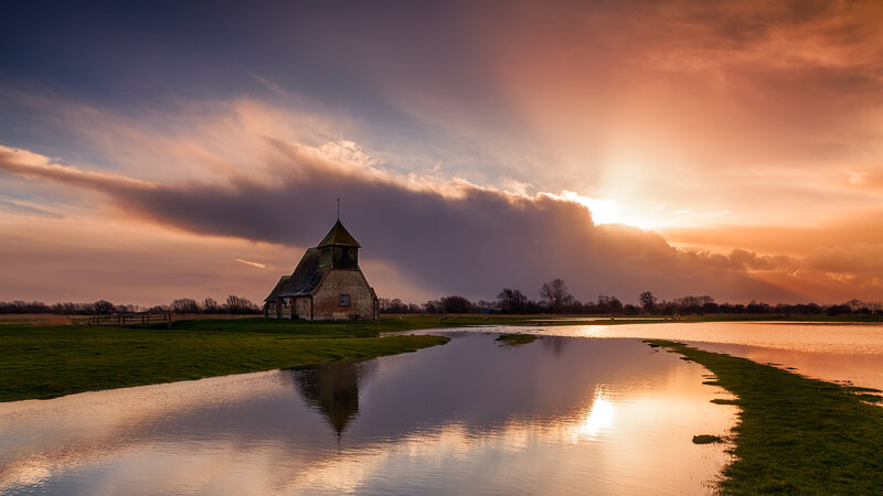 Church on Flooded Field