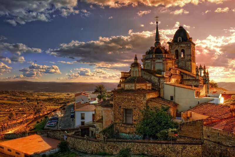 Church on Hill at Sunset — Orange