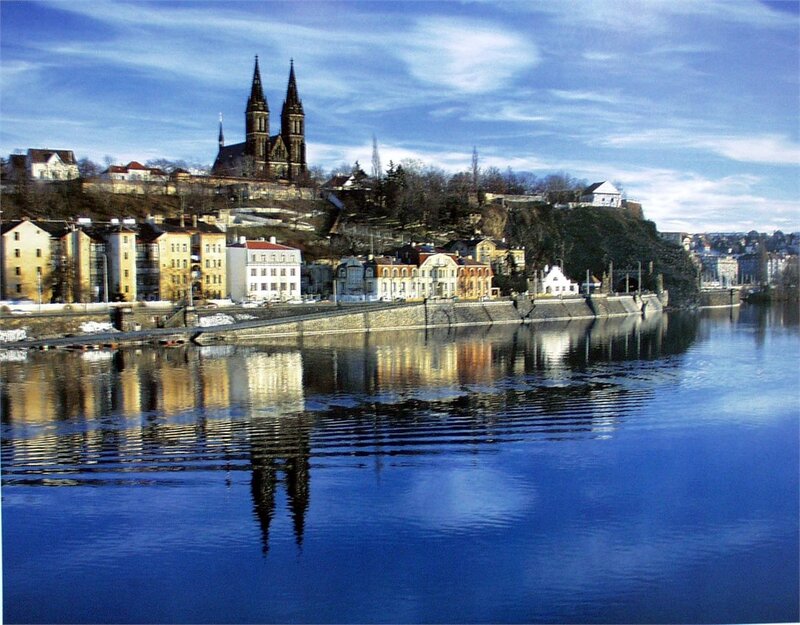 Church on Hillside — Blue, Serene