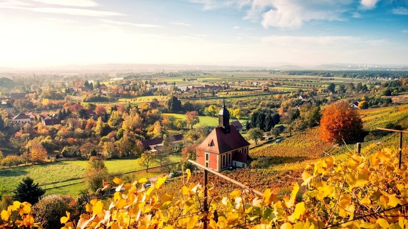 Church on Hillside — Yellow