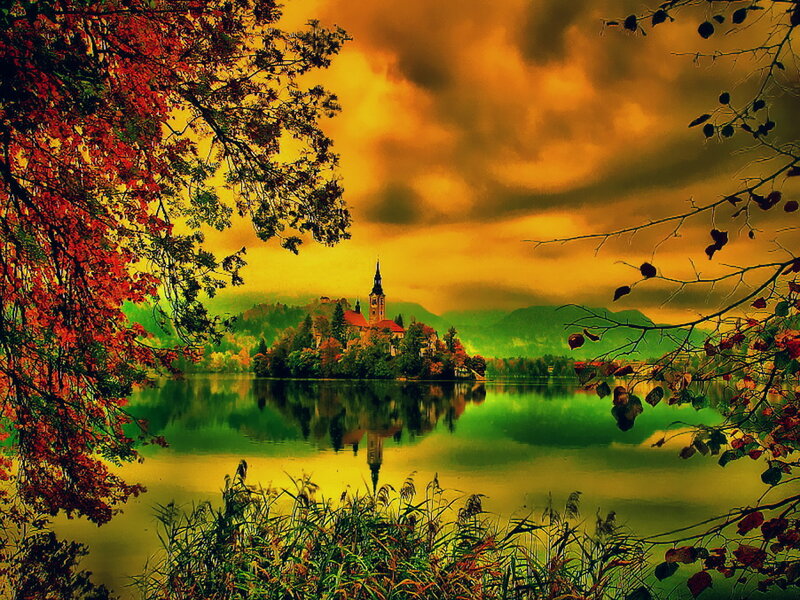 Church on Lake Island — Yellow
