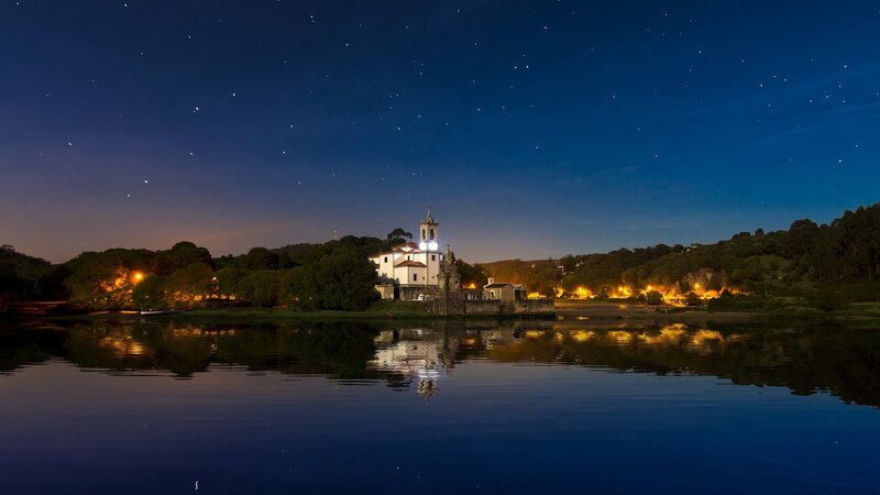 Church on River Island — Blue