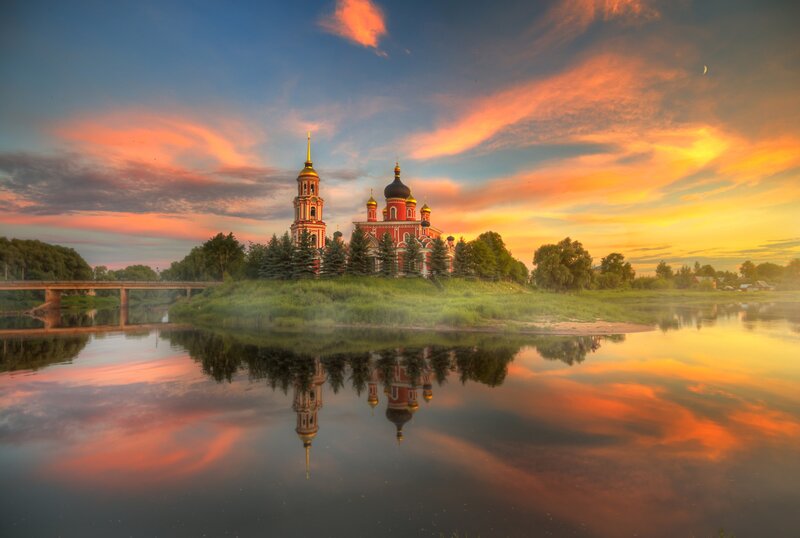 Church on River Island — Orange