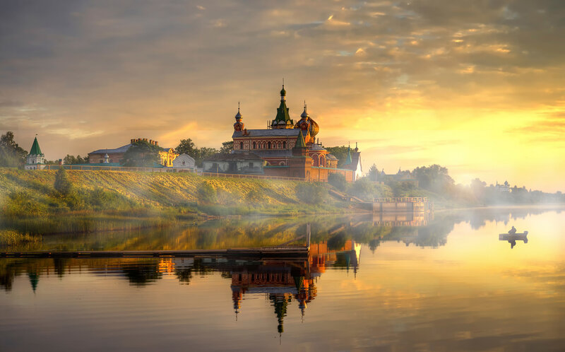 Church on Riverbank — Gold