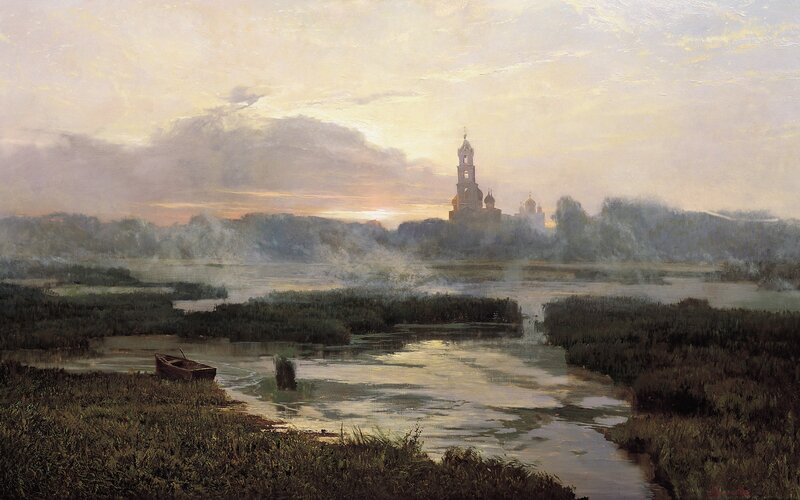 Church on Riverbank — Green
