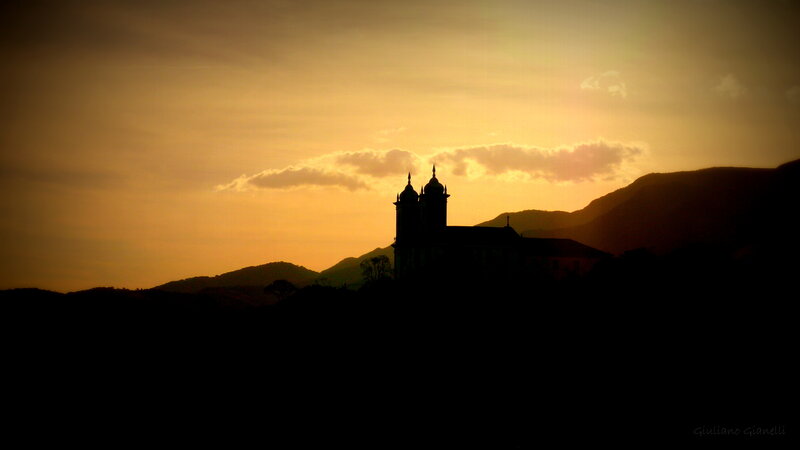 Church Silhouette at Sunset — Orange