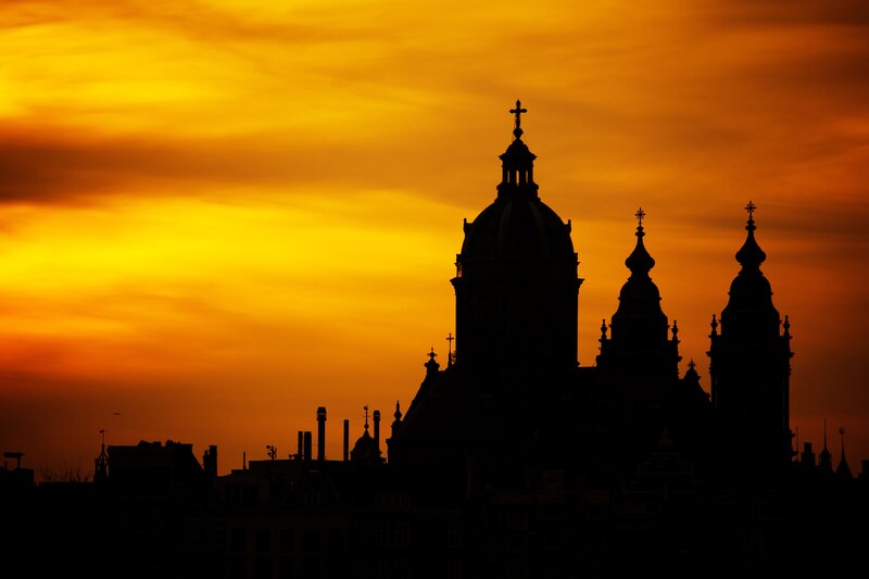 Church Silhouettes at Sunset