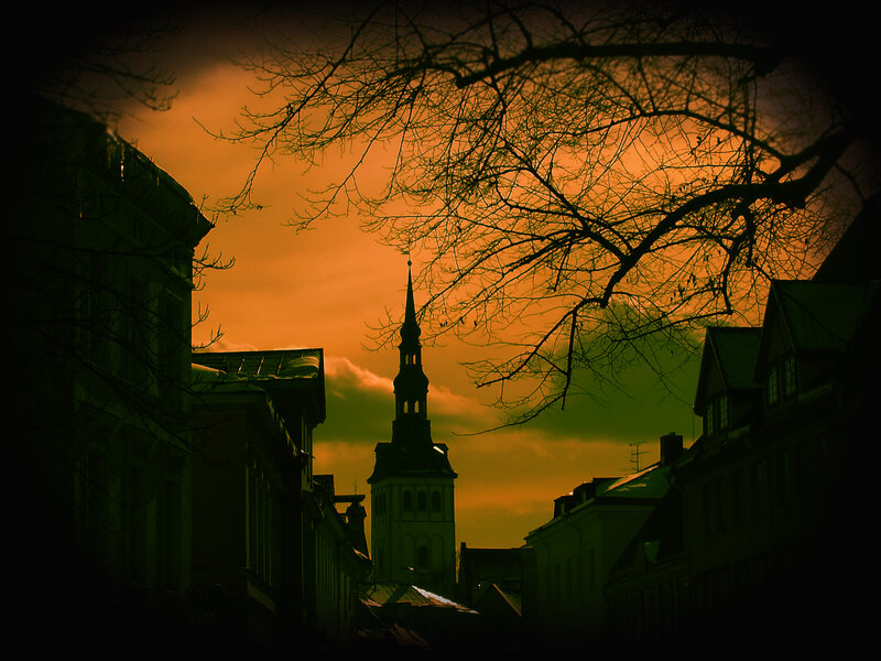 Church Steeple at Dusk