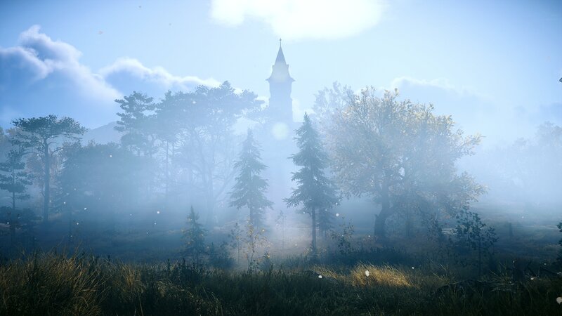 Church Steeple in Forest — Blue
