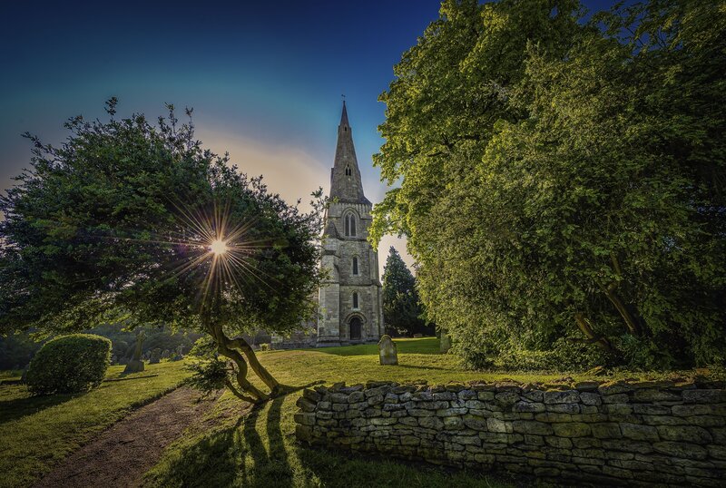 Church Steeple in Graveyard