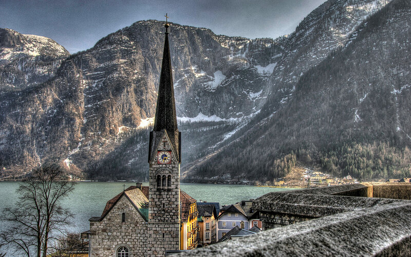 Church Steeple in Mountains