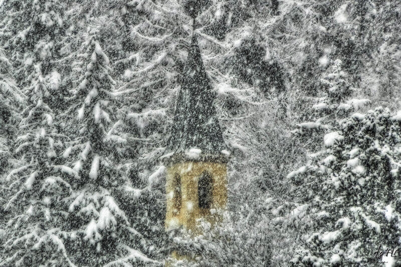 Church Steeple in Snow