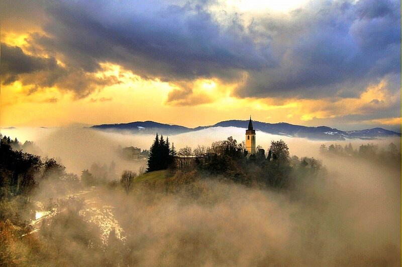 Church Tower in Fog