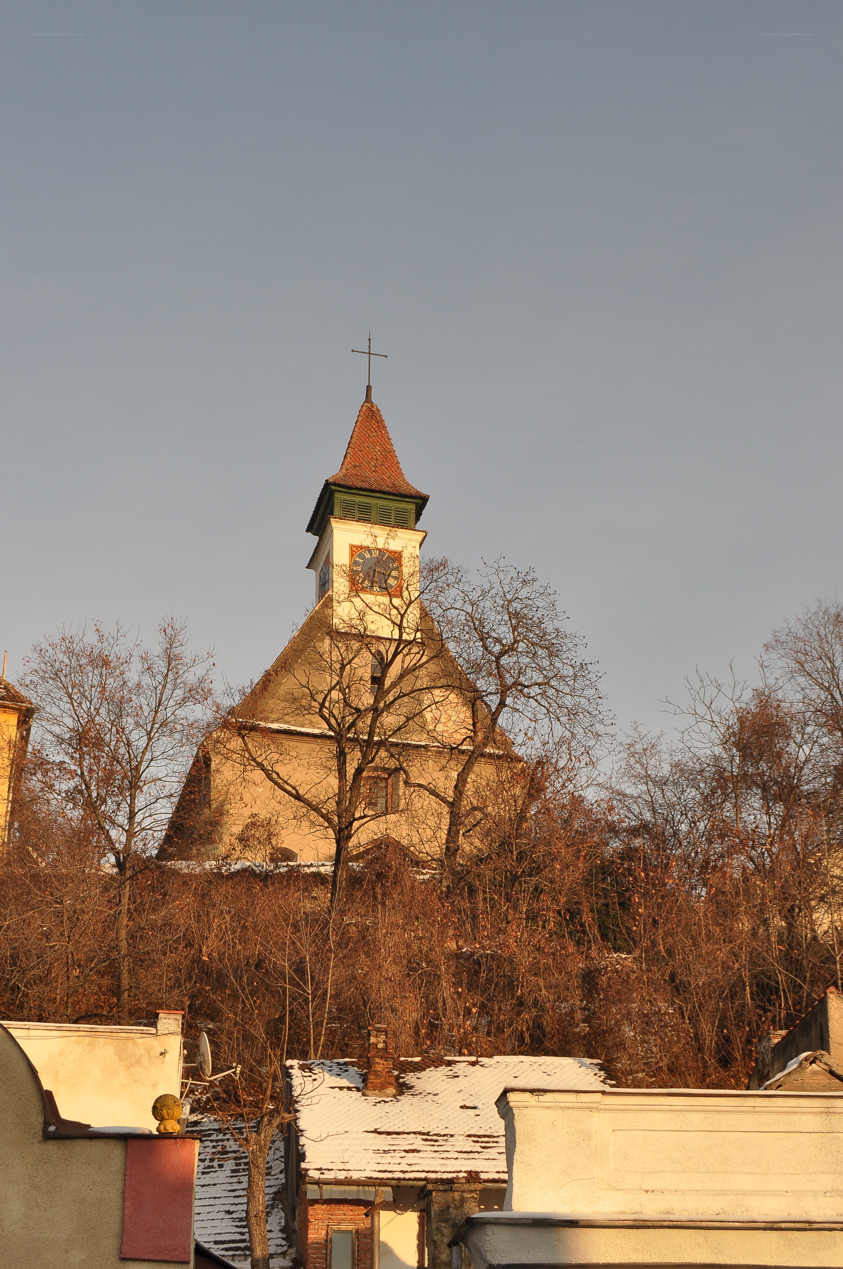 Church tower in winter