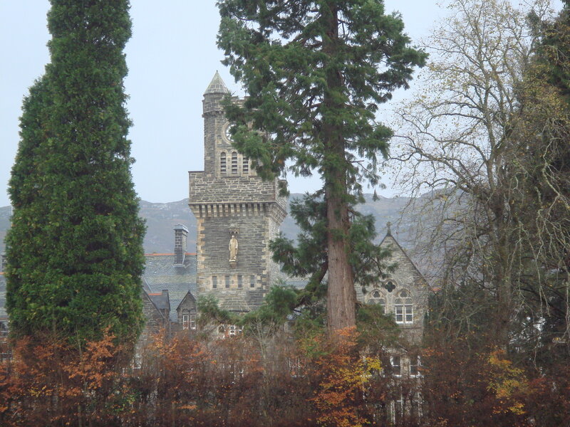Church tower with statue