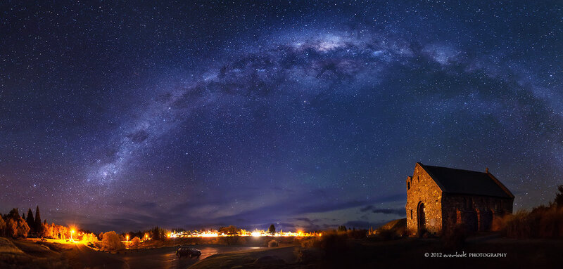 Church under Milky Way