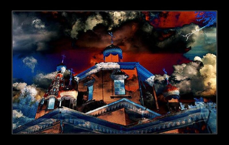 Church under Stormy Sky — Blue