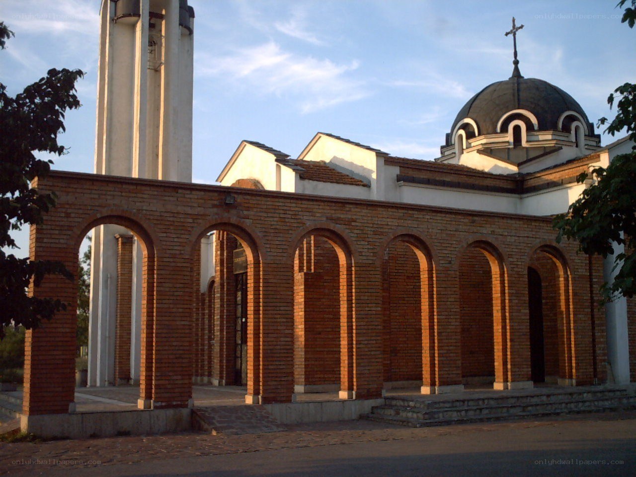 Church with brick arches