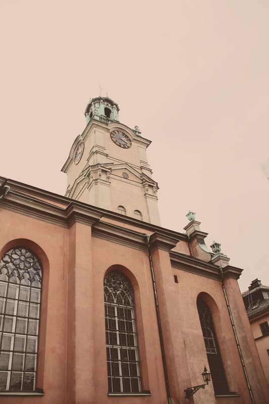 Church with Clock Tower — Pink