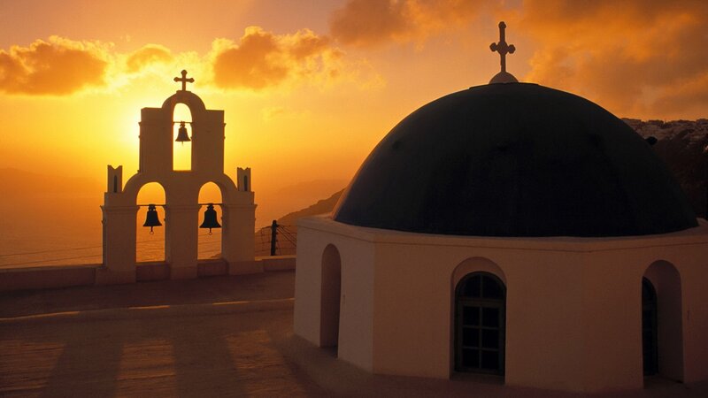 Church with Dome and Bell Tower — Orange, Serene, Sunset