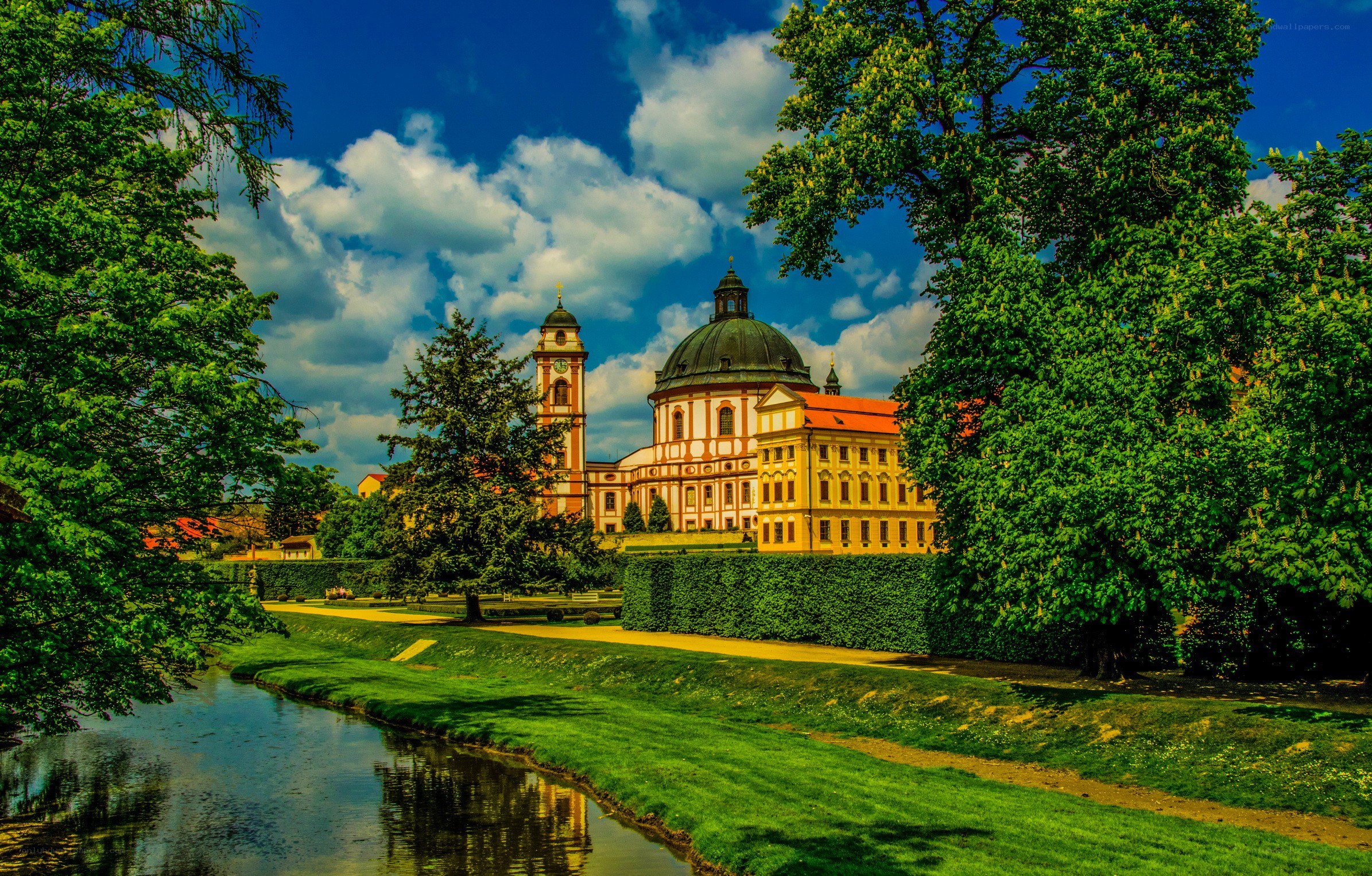 Church with dome and river