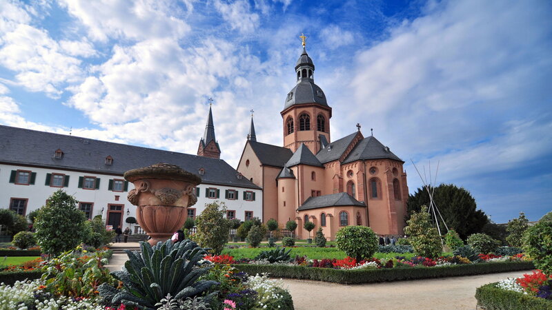Church with Garden — Blue, Serene