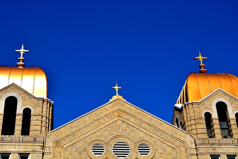 Church with Golden Domes — Blue, Serene