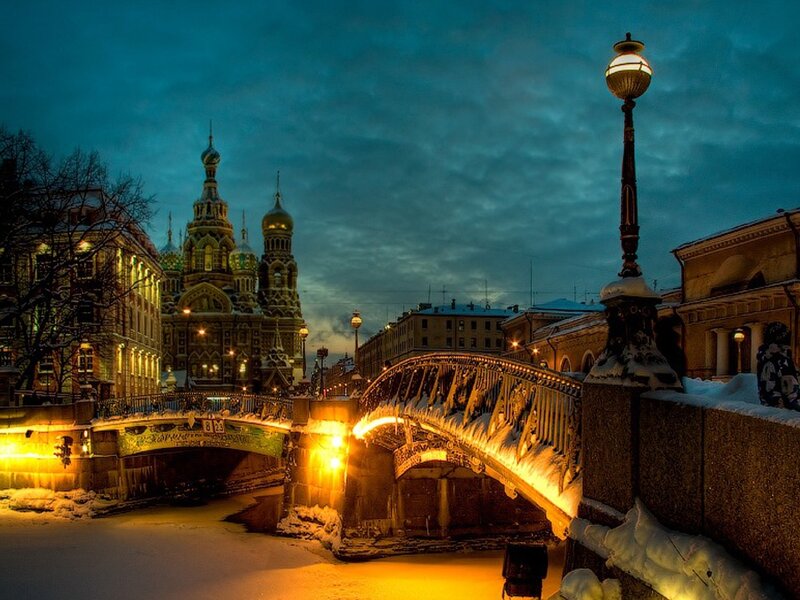 Church with Golden Domes — Blue