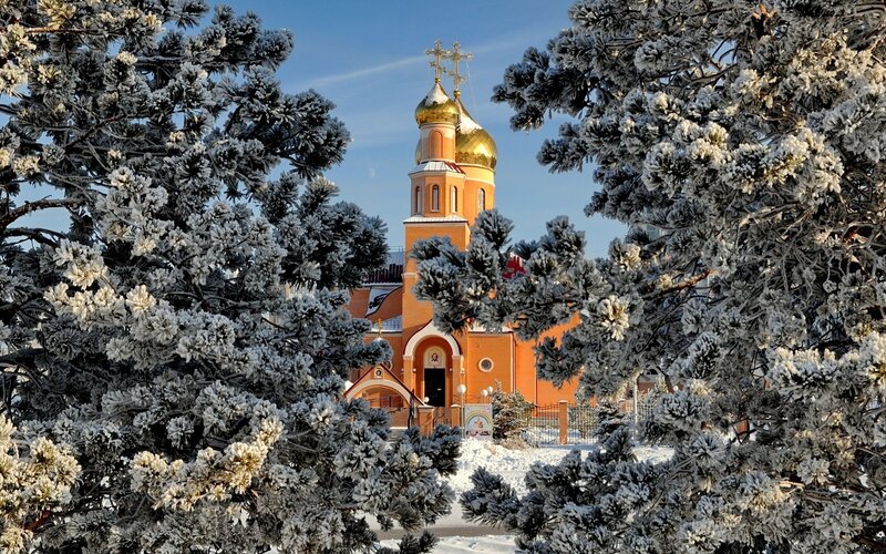 Church with Golden Domes — Orange