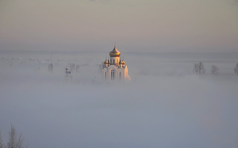 Church with Golden Domes — White