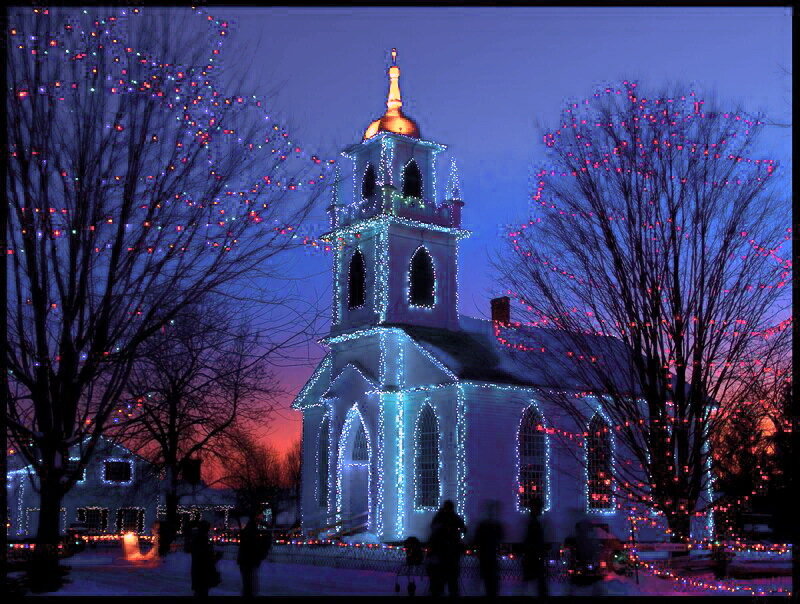 Church with Holiday Lights