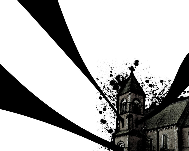 Church with ink splatter effect