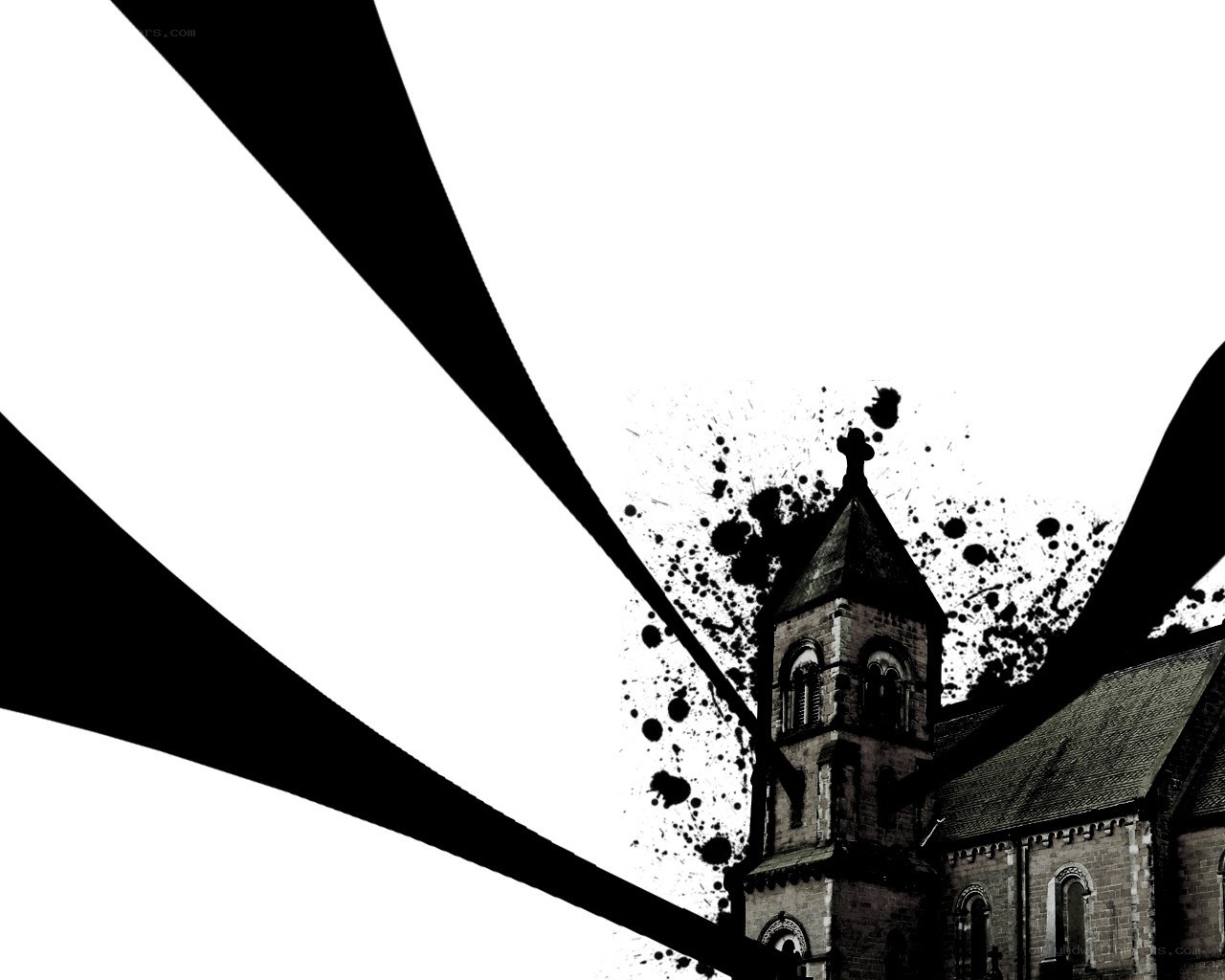Church with ink splatter effect