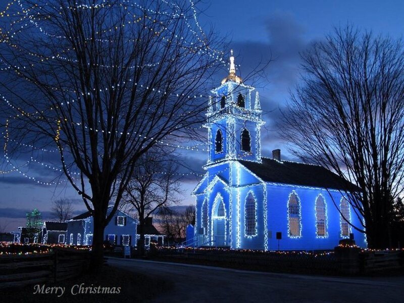 Church with Lights — Blue
