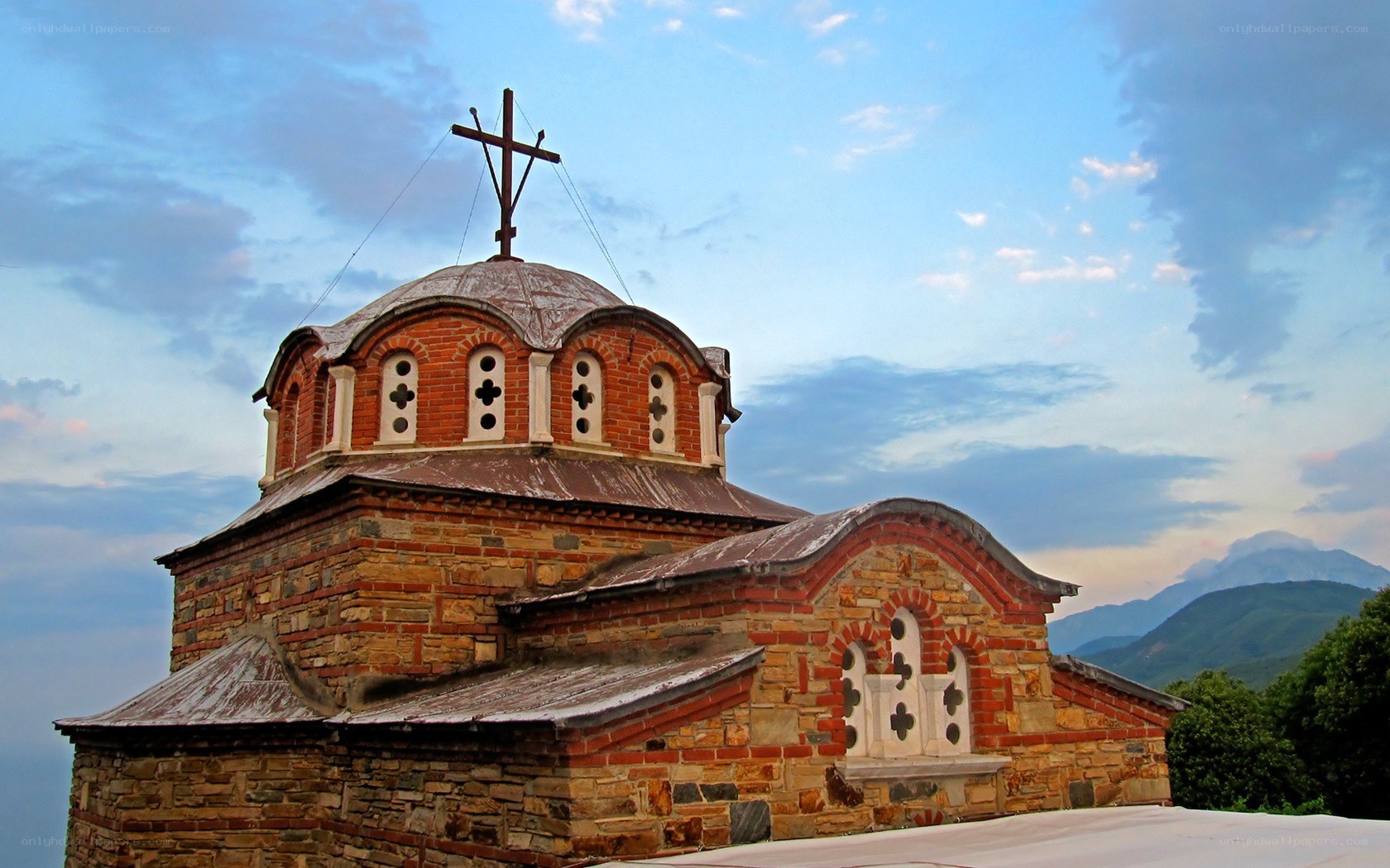 Church with mountain view