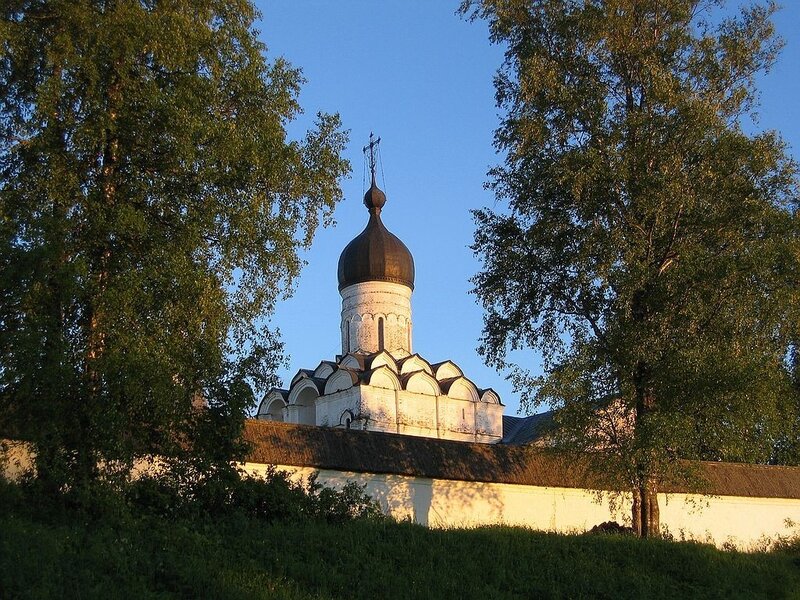 Church with onion dome at sunset