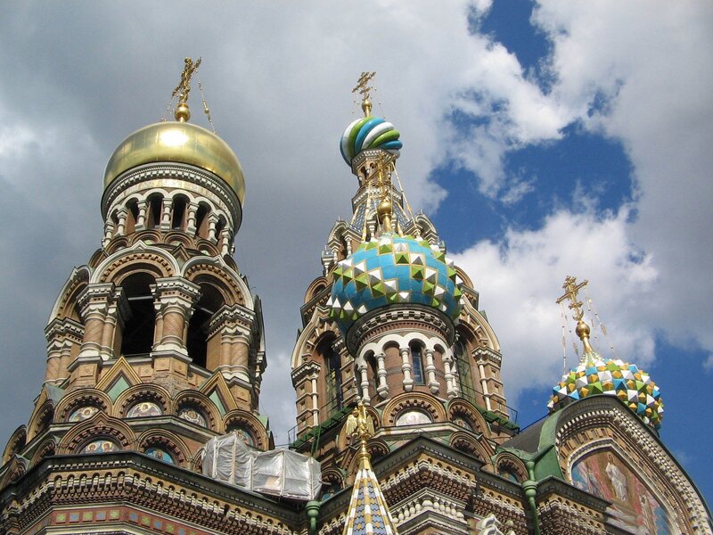 Church with Onion Domes — Blue, Dramatic