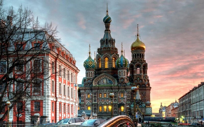 Church with Onion Domes — Gold, Dramatic