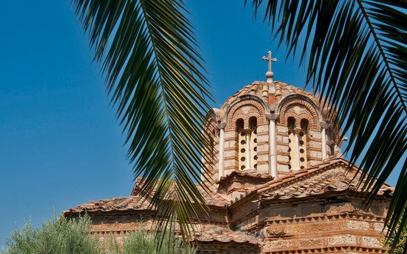 Church with palm leaves